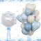 Blue & Cream Heart Balloon Set – 18" Heart Mylar Balloons, Clear Foil Balloon, and Nude Blue Latex Balloons for Boys’ Birthday, Baby Shower, Christening & Elegant Party Decorations (Blue and Cream White)